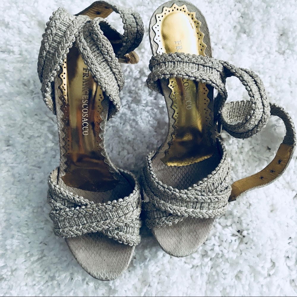 Snakeskin Ankle Strap High Heel Sandals
